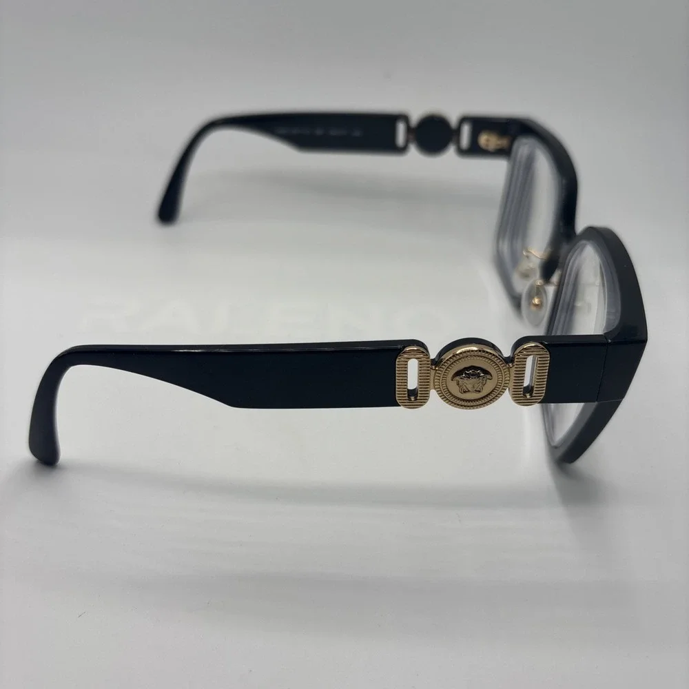 Versace Eyeglasses Mod 3371-D GB1 Shiny Black/Gold Cat Eye 54-17-145 Frame #C202